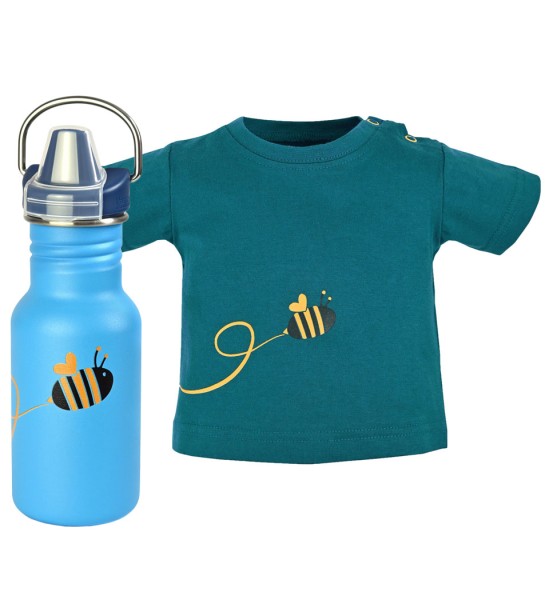 Edelstahl Trinkflasche Kid Classic 355ml Sippy Cap und Shirt Bay Bee by Elkline